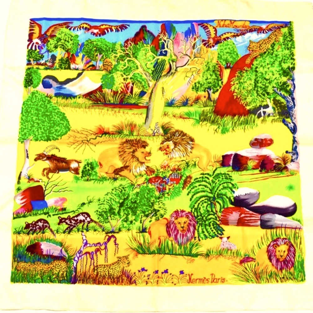 Hermes silk scarf - child’s drawing Nuba Mountain